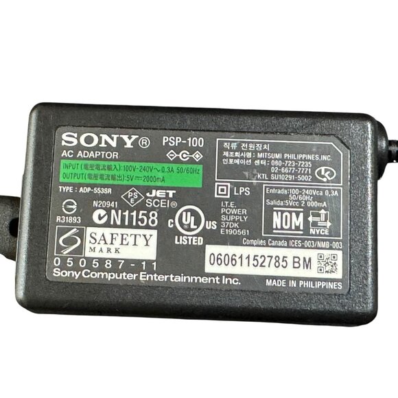 Sony PSP PlayStation Portable AC Adapter Charging Cable OEM Original PSP-100 - Picture 2 of 3